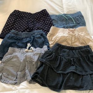 5 pairs of shorts and 1 skort, girl’s size 6